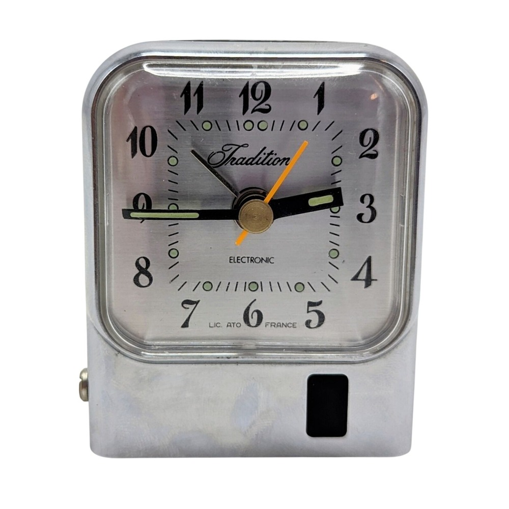 Vintage French Tradition Alarm Clock Silver